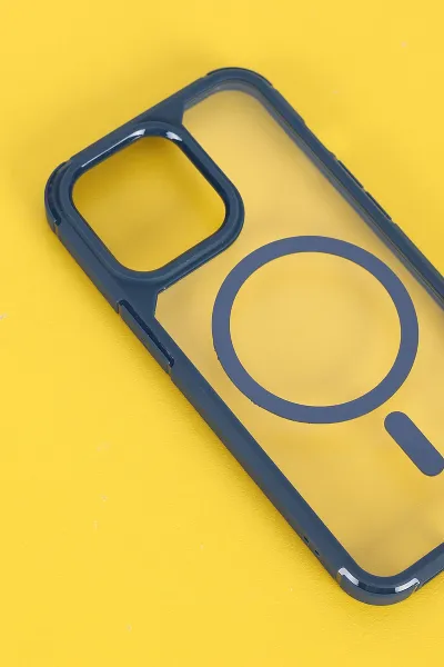 Lacivert İphone 13 Pro Uyumlu Sky Magsafe Serisi Sert Silikon Telefon Kılıfı 404126
