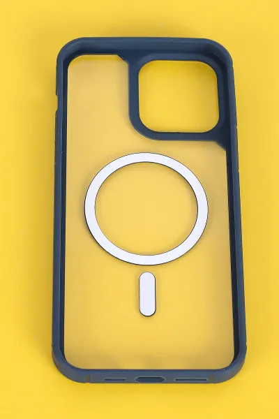 Lacivert İphone 14 Pro Max Uyumlu Sky Magsafe Serisi Sert Silikon Telefon Kılıfı 404143