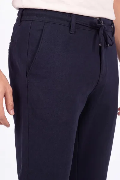 Lacivert İpli Fermuarlı Örme Erkek Pantolon 472232