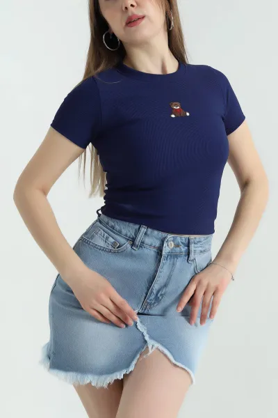 Lacivert İşlemeli Ottman Bluz 352819