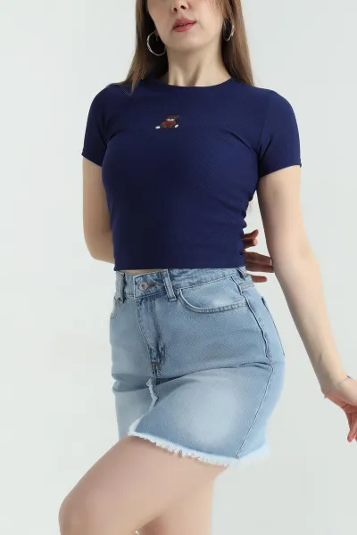 Lacivert İşlemeli Ottman Bluz 352819
