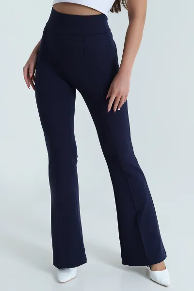 Lacivert İspanyol Paça Jakar Kadın Pantolon 452688