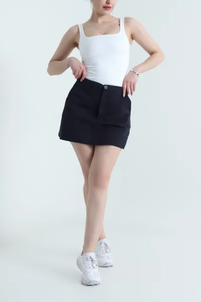 Lacivert İthal Gabardin Kadın Şort Etek 454499
