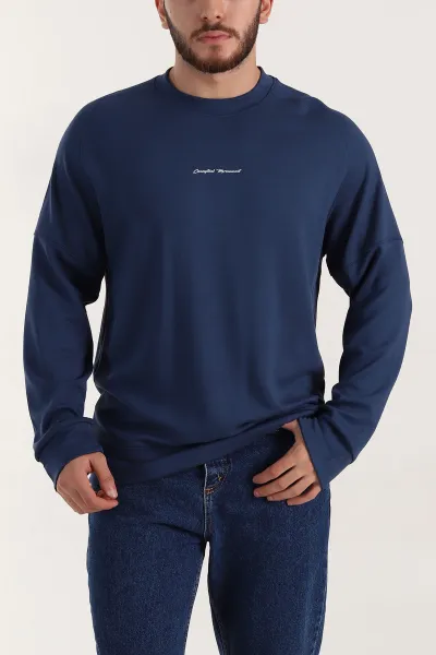 lacivert-kabartma-yazili-bisiklet-yaka-erkek-sweatshirt-396892