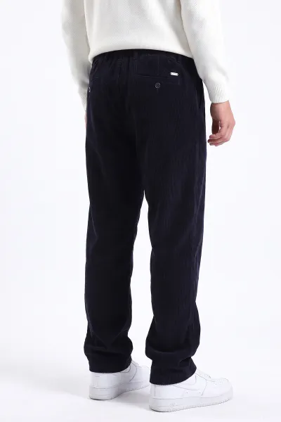 Lacivert Kadife Baggy Yeni Sezon Belden Bağlamalı Erkek Pantolon 493159