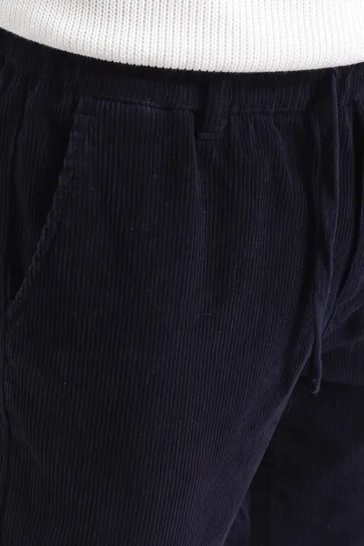 Lacivert Kadife Baggy Yeni Sezon Belden Bağlamalı Erkek Pantolon 493159