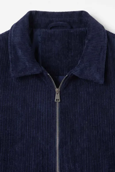 Lacivert Kadife Oversize Fermuarlı Erkek Ceket 491699
