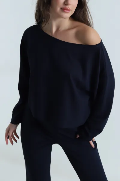lacivert-kayik-yaka-oysho-kadin-ikili-takim-500142