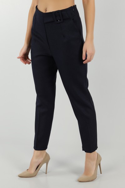 Lacivert Kemer Detay Yün Efek Pantolon -T 149018