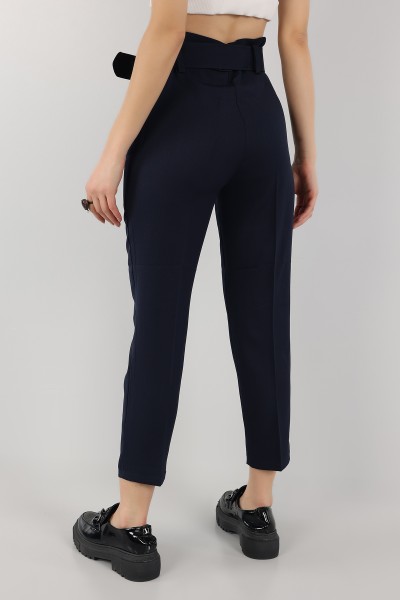 Lacivert Kemerli Cepli Bayan Pantolon 150663