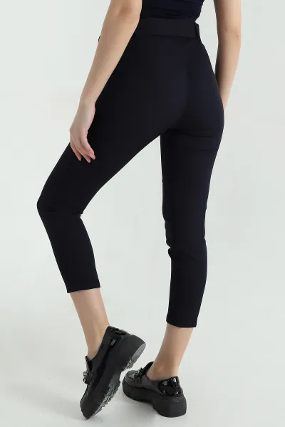 Lacivert Kemerli Dabıl Bayan Pantolon 351351