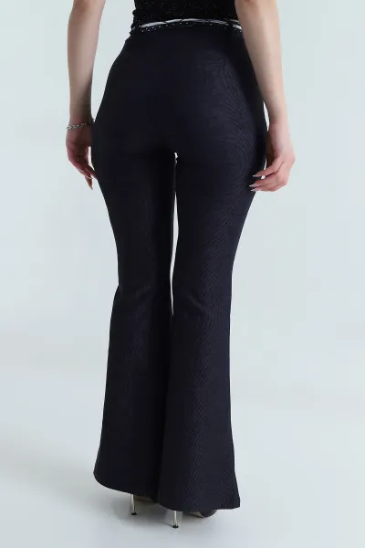 Lacivert Kemerli Massimo Kadın Pantolon 489854