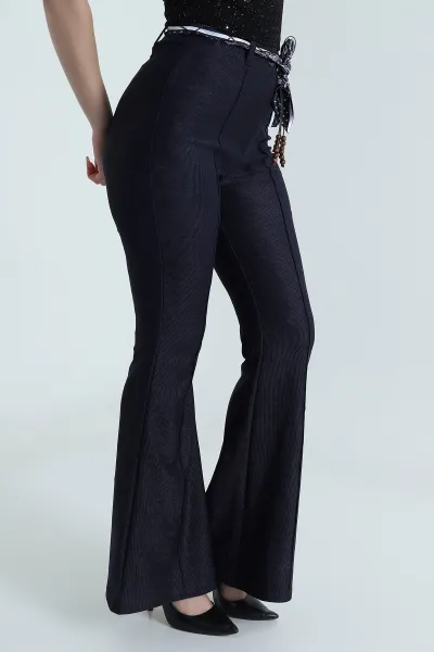 Lacivert Kemerli Massimo Kadın Pantolon 489854