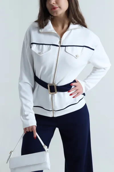 Lacivert Kemerli Modal Kadın İkili Takım 496105