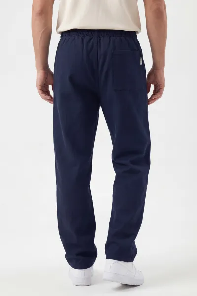 Lacivert Keten Baggy Belden Bağlamalı Erkek Pantolon 442754