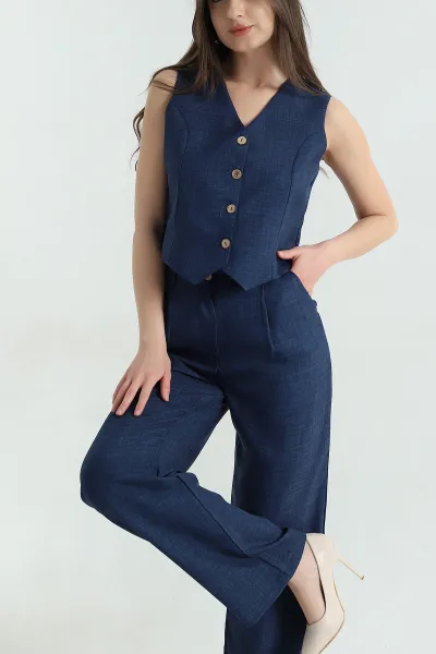 lacivert-keten-yelek-pantolon-kadin-ikili-takim-363390