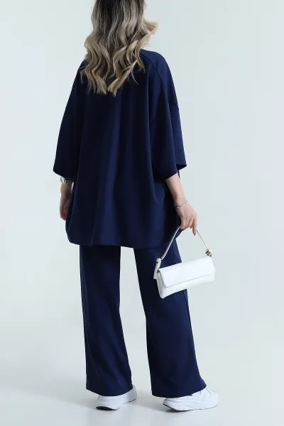 Lacivert Kimono Pantolon Kadın İkili Takım 479532