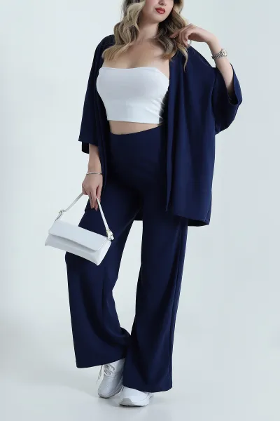 Lacivert Kimono Pantolon Kadın İkili Takım 479532