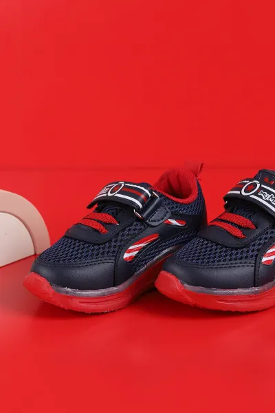 Lacivert Kırmızı (21-25 Bebe) Yıldız Baskılı Işıklı Bebe Spor Ayakkabı 257172