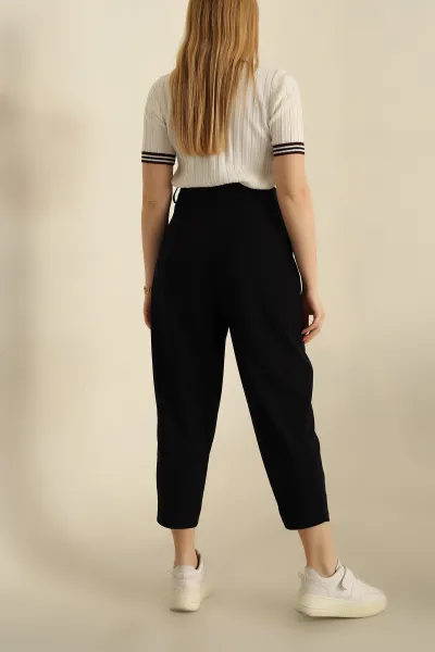 Lacivert Krep Kumaş Havuç Pantolon 265008