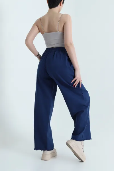 Lacivert Lazer Bol Paça Gabardin Kadın Pantolon 439163
