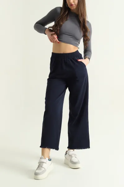 lacivert-lazer-kesim-bel-lastikli-bayan-gabardin-pantolon-332716