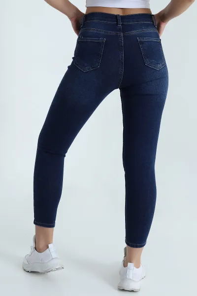 Lacivert Lazlerli Likralı Kadon Kot Pantolon 468296