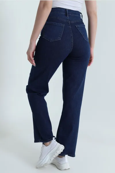 Lacivert Likralı Cepli Kadın Kot Pantolon 465243