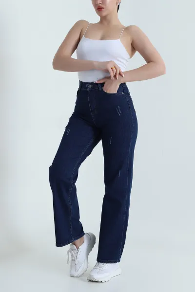 Lacivert Likralı Cepli Kadın Kot Pantolon 465243