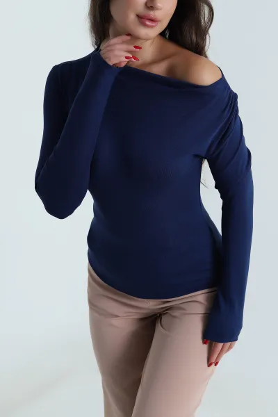 Lacivert Lİkralı Kadın Body Bluz 490284