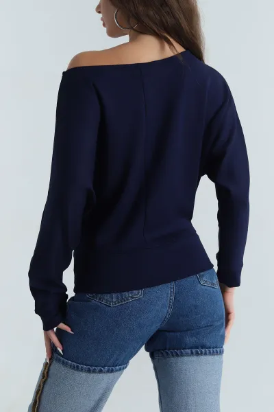 Lacivert Likralı Modal Kadın Bluz 398958