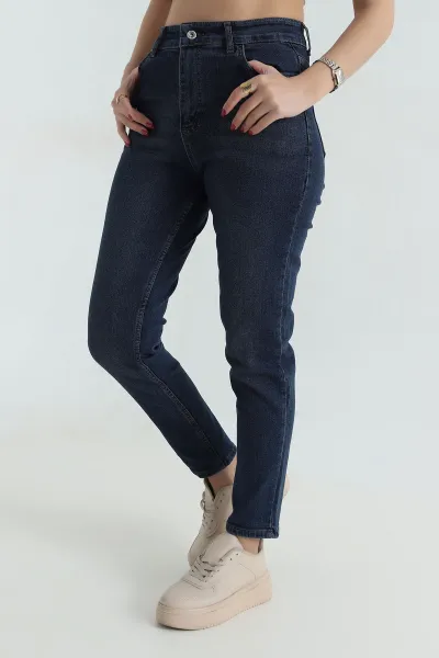 Lacivert Likralı Mom Kadın Kot Pantolon 416505