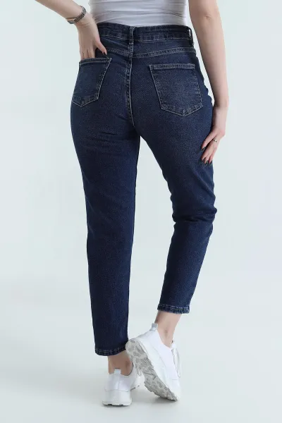 Lacivert Likralı Mom Kadın Kot Pantolon 453786
