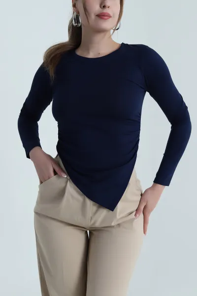 Lacivert Likralı Oysho Kadın Bluz 485706
