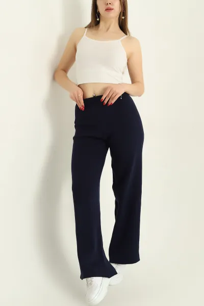 Lacivert Likralı Palazzo Bayan Triko Pantolon 332449