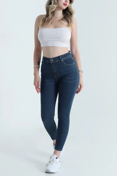 Lacivert Likralı Slim Fit Kadın Kot Pantolon 478538