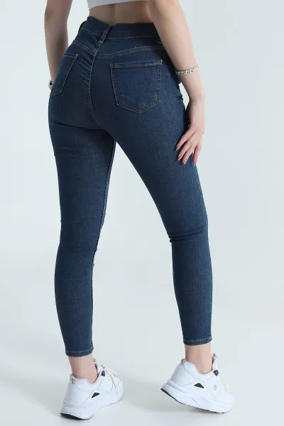Lacivert Likralı Slim Fit Kadın Kot Pantolon 478538