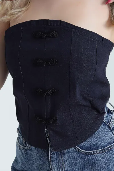 Lacivert Likralı Tensel Kot Kadın Büstiyer 476522