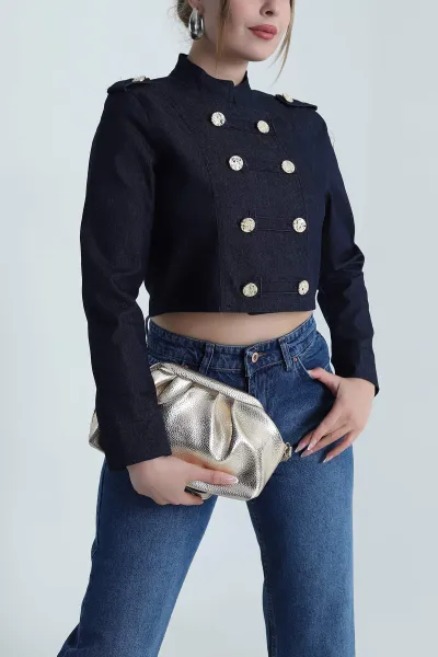 Lacivert Lİkralı Tensel Kot Premium Kadın Ceket 486720