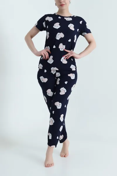 Lacivert Milan Kadın Pijama Takımı 466493