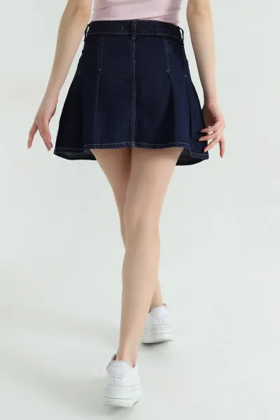Lacivert Mini Kadın Kot Etek 360146