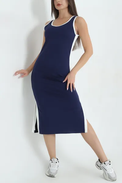 Lacivert Modal Kolsuz Kadın Elbise 377485