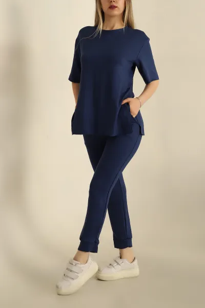 Lacivert Modal Kumaş Bayan İkili Takım 265554