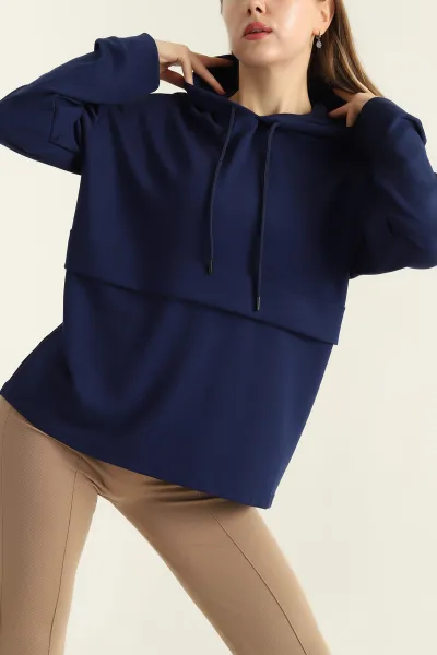 Lacivert Modal Kumaş Bayan Sweat 304505