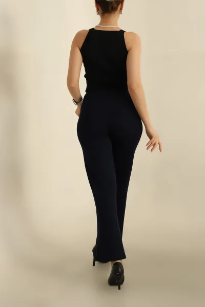 Lacivert Modal Kumaş Çimalı Bayan Pantolon 265926