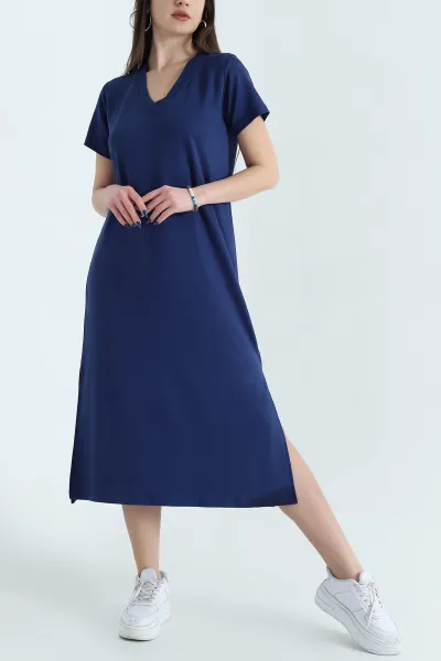 lacivert-modal-v-yaka-elbise-338577