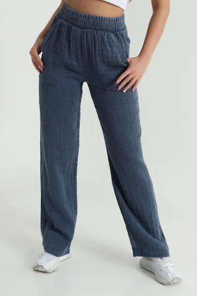 Lacivert Müslin Gabardin Karyıkama Kadın Pantolon 474021