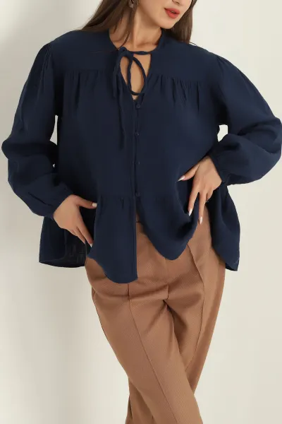 lacivert-muslin-keten-gomlek-bluz-296138