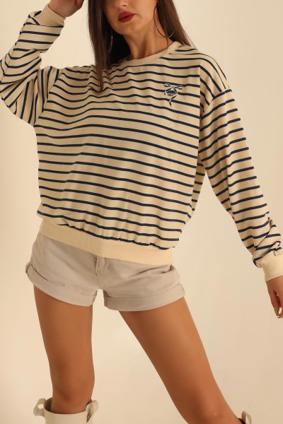 Lacivert Nakışlı İki İp Sweat 201597