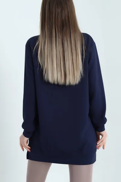 Lacivert Nakışlı Taş Detaylı Oysho Kumaş Tunik 337862